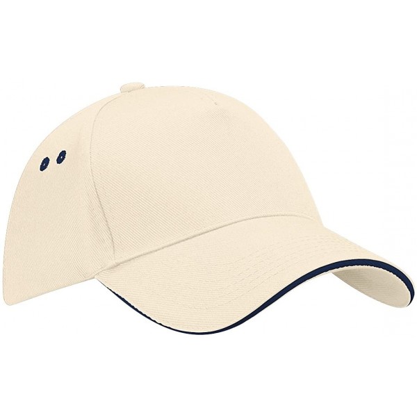 Baseball Caps Ultimate 5 panel contrast cap sandwich peak - Putty/French Navy - CJ11E5O6UHB $12.05