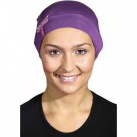 Skullies & Beanies Chemo Beanie Sleep Cap Pink Dragonfly - Purple - CJ18723NIYX $15.25