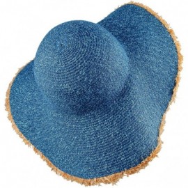 Sun Hats Women's Sun Hat- Wide Brim Floppy Roll Up UV Protection Straw Hat Beach Cap - 3-blue - C718ED5X6GZ $18.59