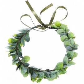 Headbands Christmas Wedding Flower Crown Boho Bridal Flower Wreath Babies Breath Hair Crown Headpiece - Green Leaf - CO18IC2Q...