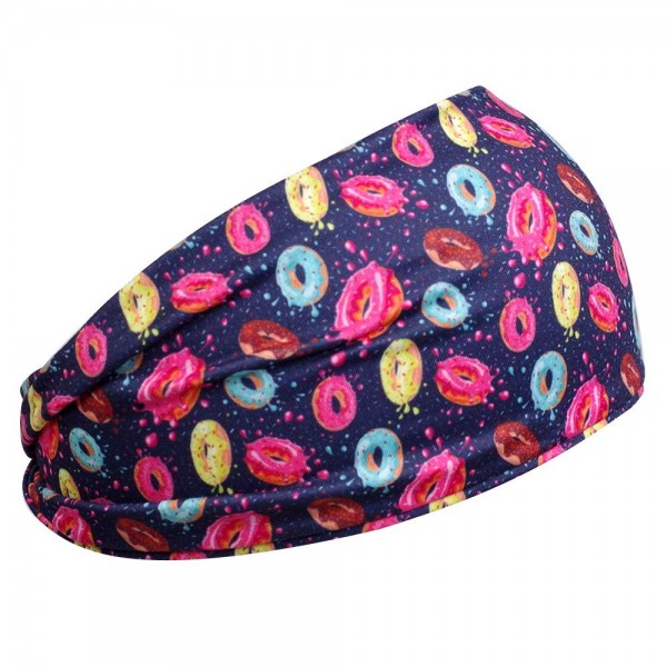 Headbands Workout Headbands Elastic Stretchy Original - Colored donuts - CD197Y6RLHK $10.82