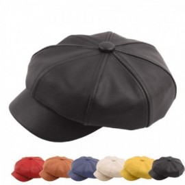 Newsboy Caps Unisex Vintage Newsboy Cabbie Painter Cap Winter Beret Visor Hat (Black) - Black - CU18IKYNDQA $21.07
