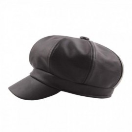 Newsboy Caps Unisex Vintage Newsboy Cabbie Painter Cap Winter Beret Visor Hat (Black) - Black - CU18IKYNDQA $8.12