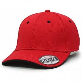 Baseball Caps Flex Stretchable Cool Mesh Flipped Edge Visor Low Profile Pro Style Baseball Caps - Red/Black - CH123KRNVED $12.26