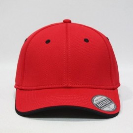 Baseball Caps Flex Stretchable Cool Mesh Flipped Edge Visor Low Profile Pro Style Baseball Caps - Red/Black - CH123KRNVED $12.26