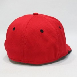 Baseball Caps Flex Stretchable Cool Mesh Flipped Edge Visor Low Profile Pro Style Baseball Caps - Red/Black - CH123KRNVED $12.26