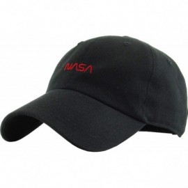 Baseball Caps Vintage NASA Insignia Dad Hat Collection Baseball Cap Polo Style Adjustable Worm - (1.4) Black Nasa Worm Classi...