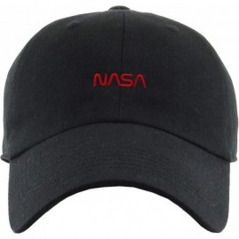 Baseball Caps Vintage NASA Insignia Dad Hat Collection Baseball Cap Polo Style Adjustable Worm - (1.4) Black Nasa Worm Classi...