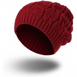 Skullies & Beanies Women Thick Slouchy Knit Winter Hat Oversized Baggy Long Beanie Cap - Wine - CX12MYVZU50 $16.46