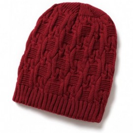 Skullies & Beanies Women Thick Slouchy Knit Winter Hat Oversized Baggy Long Beanie Cap - Wine - CX12MYVZU50 $16.46