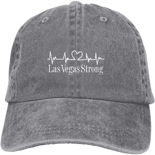 Baseball Caps Vegas Strong Heartbeat Adjustable Baseball Caps Denim Hats Cowboy Sport Outdoor - Gray - CF18R6ZSUL7 $22.44