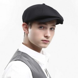 Newsboy Caps Newsboy Hats Men Flat Cap Gatsby Snap Classic Herringbone Twill Vintage 8 Panel Hat - Black - C61985576SQ $16.55