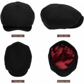 Newsboy Caps Newsboy Hats Men Flat Cap Gatsby Snap Classic Herringbone Twill Vintage 8 Panel Hat - Black - C61985576SQ $16.55