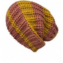 Skullies & Beanies Trendy Warm Soft Stretch 2-Tone Long Knit Beanie - Mustard - CE18MDWXDDZ $14.91