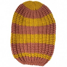Skullies & Beanies Trendy Warm Soft Stretch 2-Tone Long Knit Beanie - Mustard - CE18MDWXDDZ $14.91