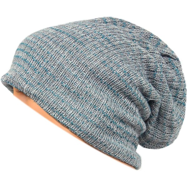 Skullies & Beanies Unisex Beanie Hat Slouchy Knit Cap Skullcap Stripe Baggy Style 1011 - Lightgrey - CN128MZ1Z7X $12.32