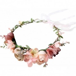 Headbands Floral Garland Crown Hair Wreath Flower Headband Halo Floral Headpiece Boho with Ribbon Wedding Party - 7 - C418D05...