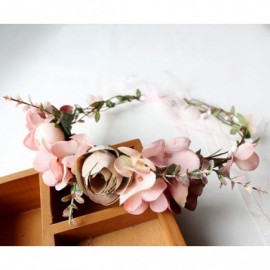 Headbands Floral Garland Crown Hair Wreath Flower Headband Halo Floral Headpiece Boho with Ribbon Wedding Party - 7 - C418D05...