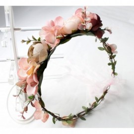 Headbands Floral Garland Crown Hair Wreath Flower Headband Halo Floral Headpiece Boho with Ribbon Wedding Party - 7 - C418D05...