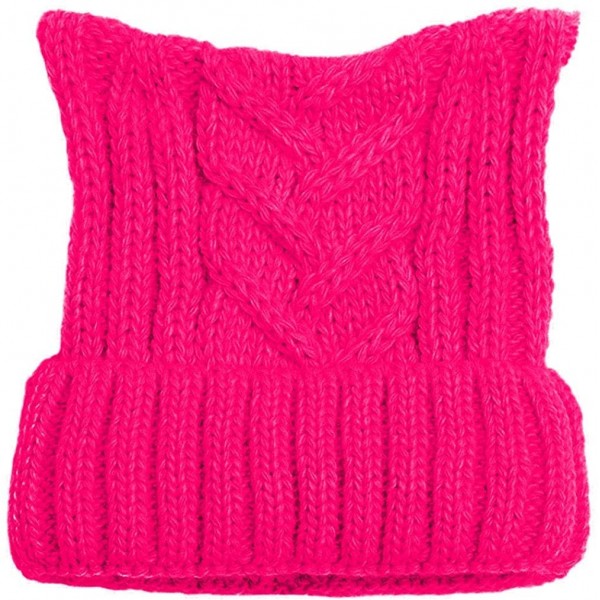 Skullies & Beanies Winter Knit Beanie Lady Women Rights March Pussycat Hat Handmade Cap - Rose - CK18L3WCOQ8 $8.93