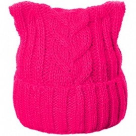 Skullies & Beanies Winter Knit Beanie Lady Women Rights March Pussycat Hat Handmade Cap - Rose - CK18L3WCOQ8 $8.93