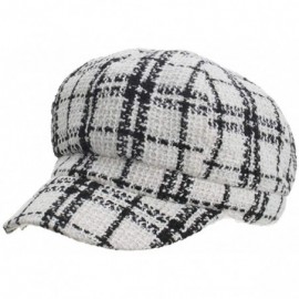 Newsboy Caps Women Tweed-Plaid Newsboy-Hats Cabbie - Classic-Cabbie Paperboy Painter Newsboy Cap - White Plaid - C218L39YYSQ ...