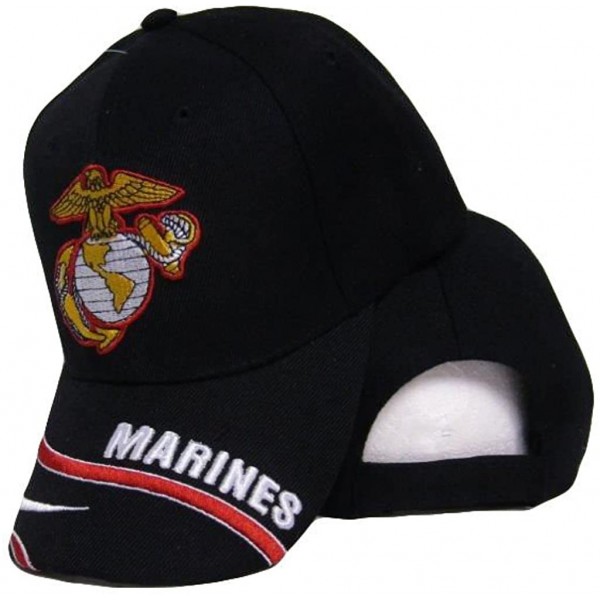 Skullies & Beanies Infinity Superstore Black USMC Emblem Marines Marine Corps Swirl Splash Ball Cap Hat - CN1896O4YWZ $25.10