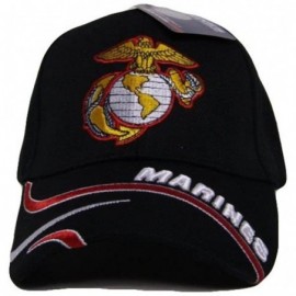 Skullies & Beanies Infinity Superstore Black USMC Emblem Marines Marine Corps Swirl Splash Ball Cap Hat - CN1896O4YWZ $15.06