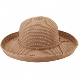 Sun Hats Women's 4-inch Brim Ribbon Kettle Sun Hat - Tan - CA12GTZKWAD $26.52
