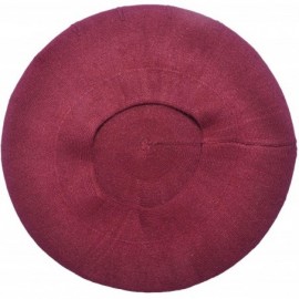 Berets French Beret hat- Reversible Solid Color Cashmere Knit Warm Beret Cap for Womens Girls - Burgundy - CI18WCMZ8DW $15.25