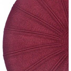 Berets French Beret hat- Reversible Solid Color Cashmere Knit Warm Beret Cap for Womens Girls - Burgundy - CI18WCMZ8DW $15.25