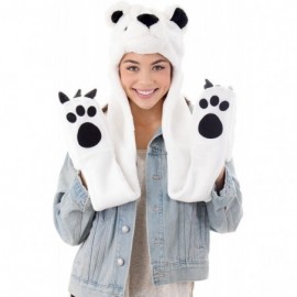 Skullies & Beanies 3-in-1 Multi-Functional Animal Hat- Scarf- Mitten Combo - White Bear - CT11H5U6MXJ $15.79