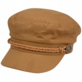 Newsboy Caps Men's Summer Cotton Greek Fisherman Sailor Fiddler Driver Hat Flat Cap - Tan - CM18T0MX0SZ $26.29