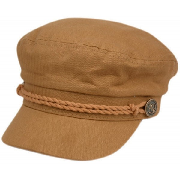 Newsboy Caps Men's Summer Cotton Greek Fisherman Sailor Fiddler Driver Hat Flat Cap - Tan - CM18T0MX0SZ $13.69