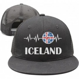 Baseball Caps Unisex Soccer Heartbeat I Love Iceland Cotton Denim Baseball Hat Adjustable - Ablack - C618EOUGTUC $16.97