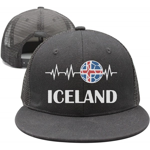 Baseball Caps Unisex Soccer Heartbeat I Love Iceland Cotton Denim Baseball Hat Adjustable - Ablack - C618EOUGTUC $34.40
