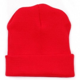 Skullies & Beanies Thick Plain Knit Beanie Slouchy Cuff Toboggan Daily Hat Soft Unisex Solid Skull Cap - Red - CW188DCW22W $8.24