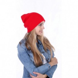 Skullies & Beanies Thick Plain Knit Beanie Slouchy Cuff Toboggan Daily Hat Soft Unisex Solid Skull Cap - Red - CW188DCW22W $8.24
