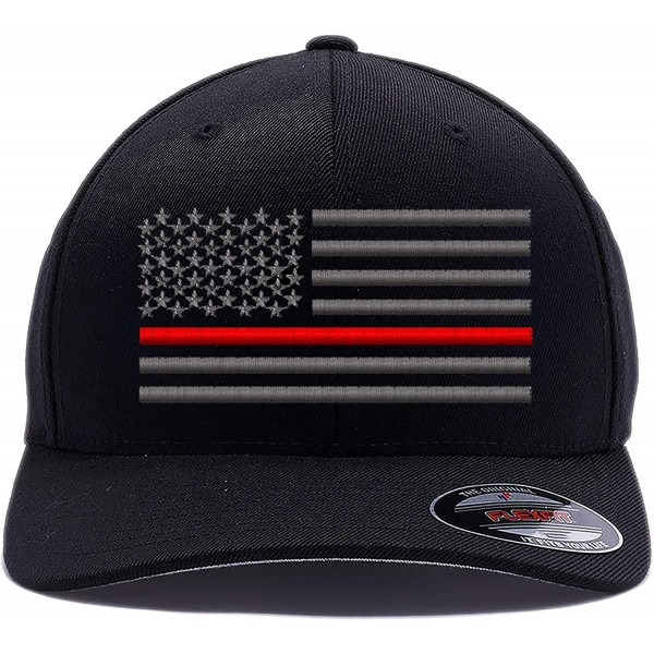 Baseball Caps Thin Red Line-Thin Blue Line- Thin RED & Blue Line Flexfit Baseball Cap - Thin Red Line - C6180L9U95Q $15.82