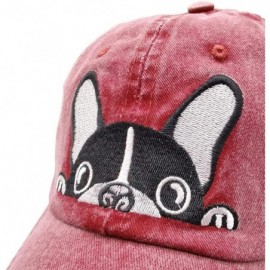 Baseball Caps Men's Embroidered Boston Terriers Baseball Cap Adjustable Vintage Dad Hat - Burgundy - CU196GZEQOM $14.11