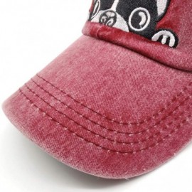 Baseball Caps Men's Embroidered Boston Terriers Baseball Cap Adjustable Vintage Dad Hat - Burgundy - CU196GZEQOM $14.11