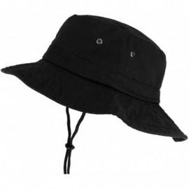 Sun Hats Large Brim Outdoor XXL Boonie Fisherman Hat with Adjustable Chin Strap - Black - C418W7S0XHW $15.21
