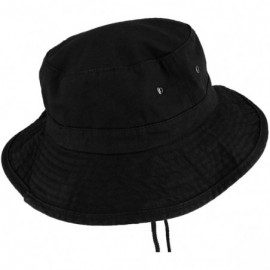 Sun Hats Large Brim Outdoor XXL Boonie Fisherman Hat with Adjustable Chin Strap - Black - C418W7S0XHW $15.21