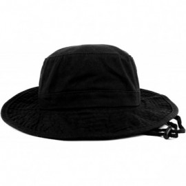 Sun Hats Large Brim Outdoor XXL Boonie Fisherman Hat with Adjustable Chin Strap - Black - C418W7S0XHW $15.21