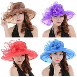 Sun Hats Women's Fashion Summer Church Kentucky Derby Cap British Tea Party Wedding Hat - Red - CQ18DUES09I $11.23