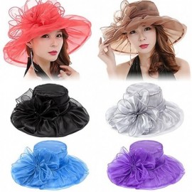 Sun Hats Women's Fashion Summer Church Kentucky Derby Cap British Tea Party Wedding Hat - Red - CQ18DUES09I $11.23