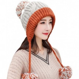 Skullies & Beanies Women Winter Peruvian Beanie Hat Ski Cap Fleece Lined Ear Flaps Dual Layered Pompoms - M8375-jvse - C718Z4...