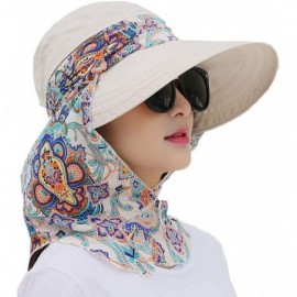 Sun Hats Women's UPF+50 Sun Visor Detachable Flap Hat Foldable Wide Brimmed UV Protection Hat - 2-beige - CJ199L8XZ7G $14.62