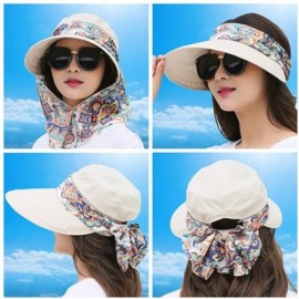 Sun Hats Women's UPF+50 Sun Visor Detachable Flap Hat Foldable Wide Brimmed UV Protection Hat - 2-beige - CJ199L8XZ7G $14.62