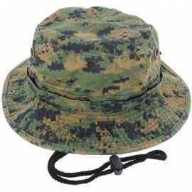 Sun Hats 100% Cotton Boonie Fishing Bucket Men Safari Summer String Hat Cap - Digitalcamo - C511WT1A8PB $25.34